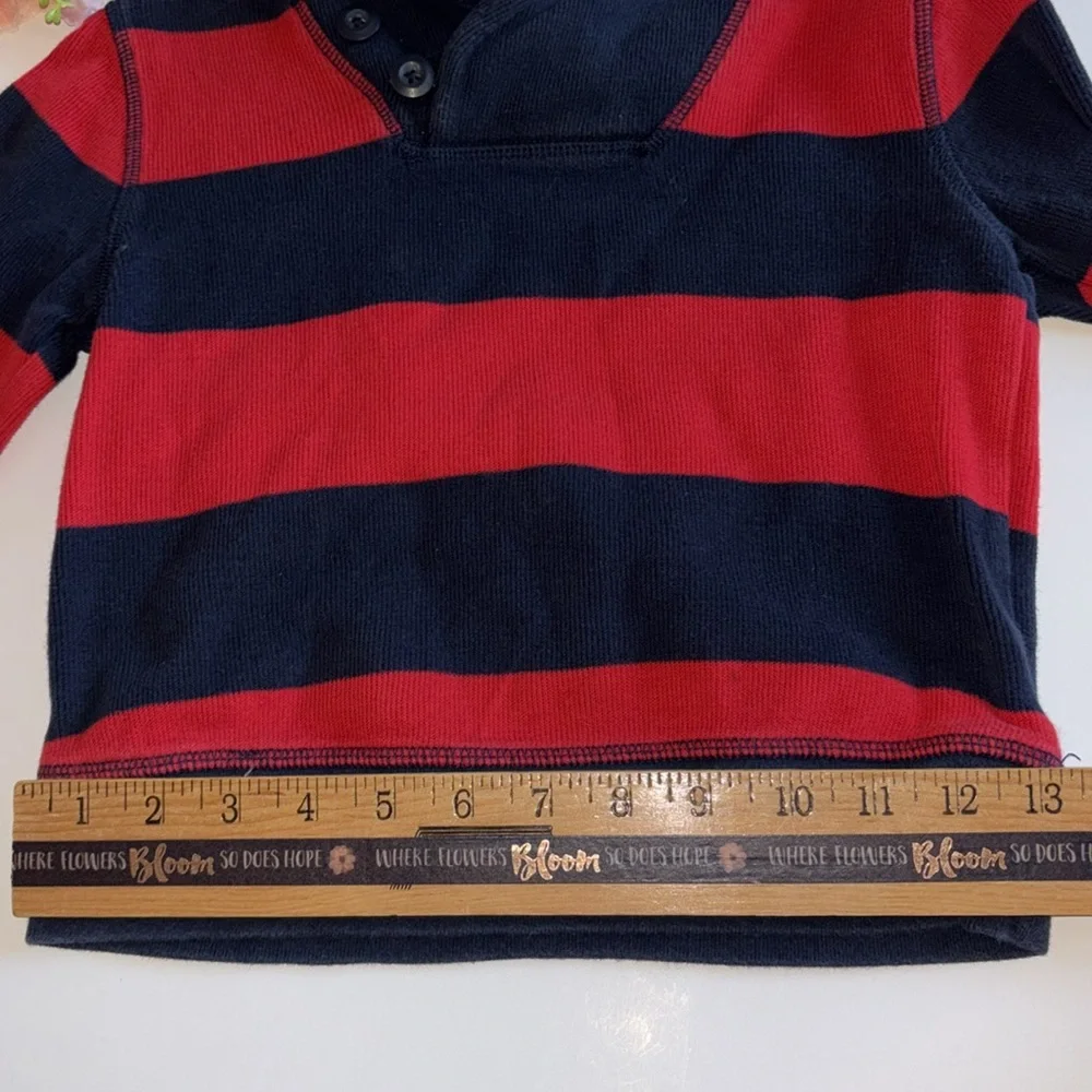 Navy Blue And Red Rolled Neck Knit Boys Sweater XS 4-6 GAP PREPPY BLUE Red
